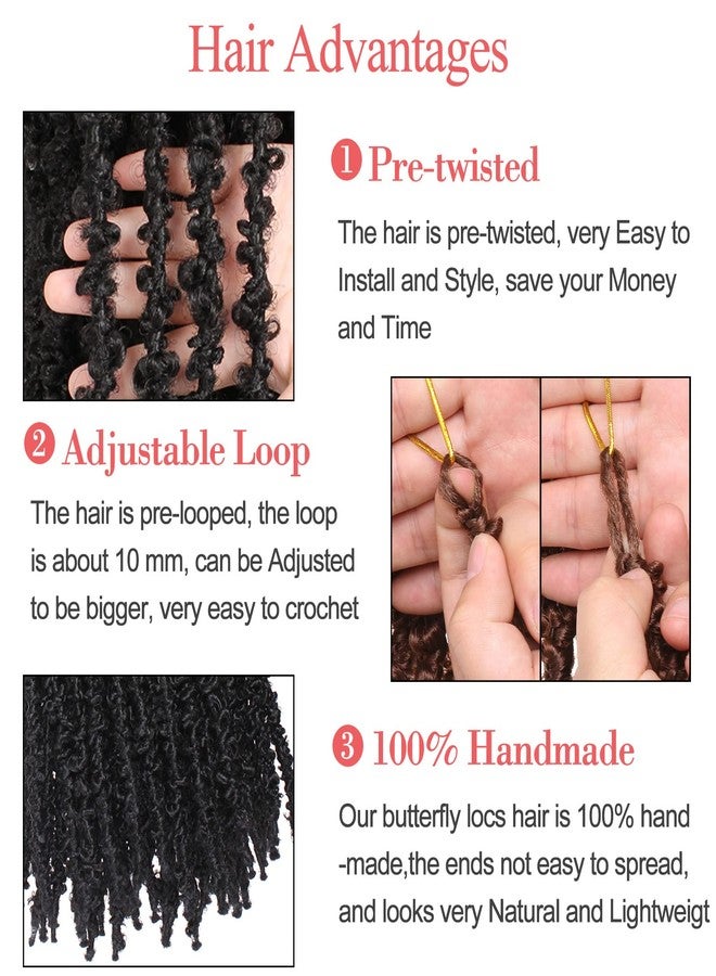 Leeven 24 Inch Pre-twisted butterfly locs crochet hair Brown Butterfly Faux Locs Crochet Braids Hair Pre-looped Distressed Butterfly Locks Hair Extensions for Women 30# - Image 3